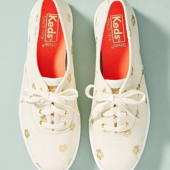 Sold at Anthropologie Keds TRIPLE HIBISCUS NATRUAL / GOLD Size 6.5 - Picture 1 of 8